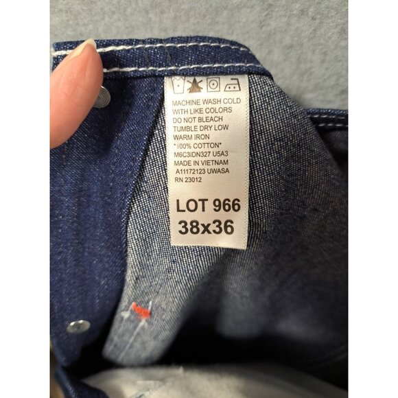 Round House Bib Overalls Mens 38x36 Button Fly Dark Wash Denim Cotton Farmer - Picture 5 of 9